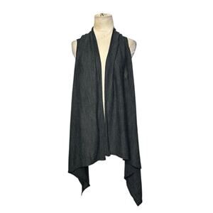 Gina Tricot gray asymmetric sleeveless open front cardigan size Small